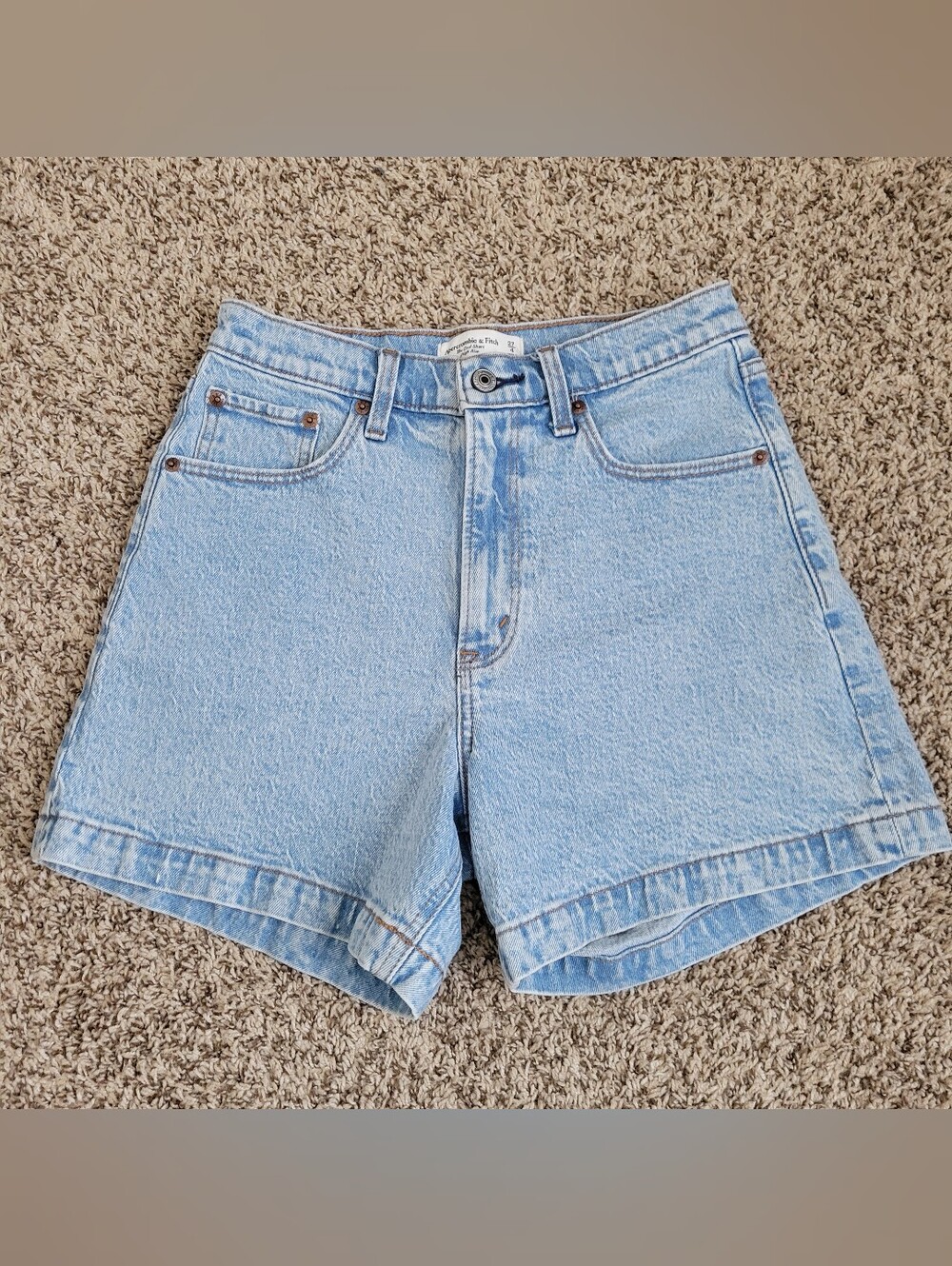 Abercrombie & Fitch Dad Short Blue Denim Shorts High Rise Waist 27 4